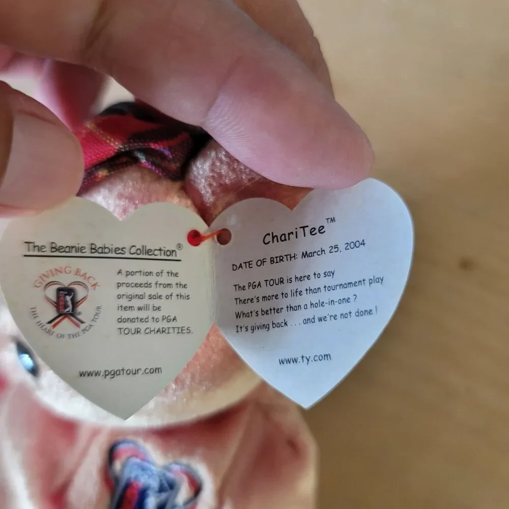 Ty Beanie Baby PGA Tour‎ ChariTee Bear With Plaid Cap